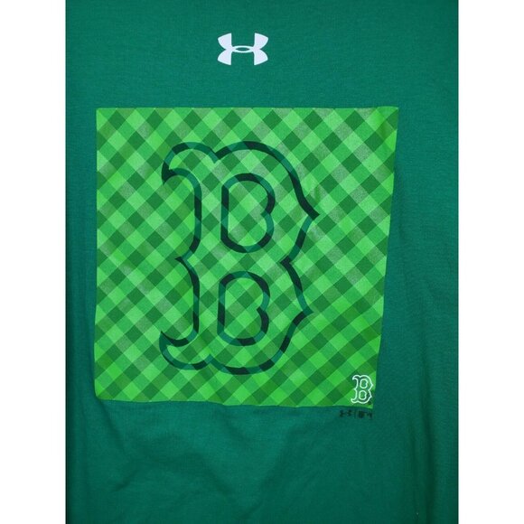 Loose Large Green Boston Red Sox B Logo Heat Gear T Shirt - Picture 3 of 11